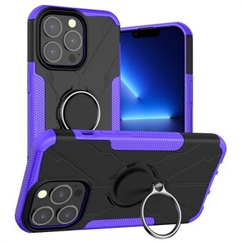 Til iPhone 13 Pro Max 6,7 tommer Ring Kickstand Design PC + TPU 2-i-1 telefon Faldsikkert cover Beskyttende bagcover