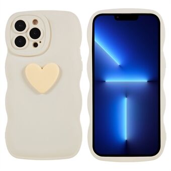 Til iPhone 13 Pro Max 6,7 tommer Love Heart Shape Wavy Edge Telefoncover Blød TPU luftpude Beskyttende bagcover