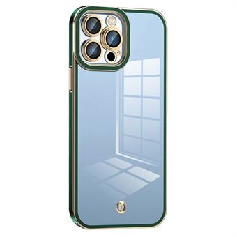 Til iPhone 13 Pro Max 6,7 tommer gennemsigtigt TPU-cover Stødsikkert airbagdesign, elektrobelagt bagcover med plastiklinsefilm