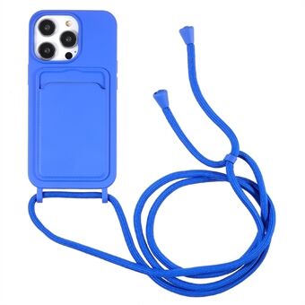 Flydende silikonetui til iPhone 13 Pro Max 6,7 tommer Anti-Drop beskyttende telefoncover med kortslot, rem