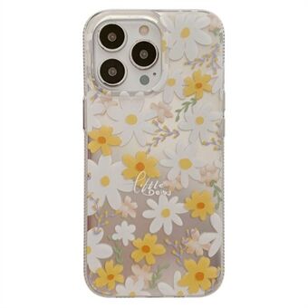 Til iPhone 13 Pro Max 6,7 tommer TPU-telefoncover Hot Stamping IMD-blomstermønsterudskrivning bagcover