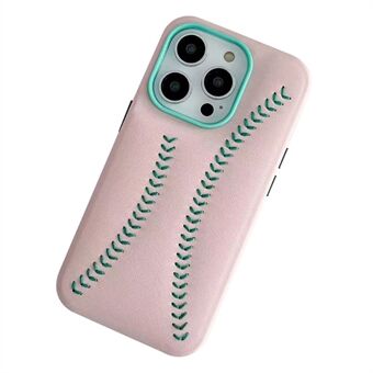 Telefoncover til iPhone 13 Pro Max 6,7 tommer Baseball Tekstur Broderi PU Læder Coated Hard PC Cover