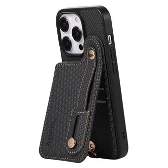 ABEEL Style 03 telefoncover til iPhone 13 Pro Max Carbon Fiber Texture PU-læder+TPU RFID-blokeringskortholder Kickstand Cover