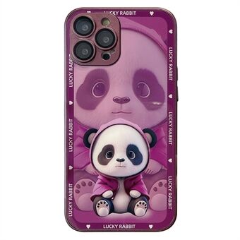 Til iPhone 13 Pro Max Shadow Panda-mønster telefoncover Hærdet glas+TPU-bagcover med linsefilm