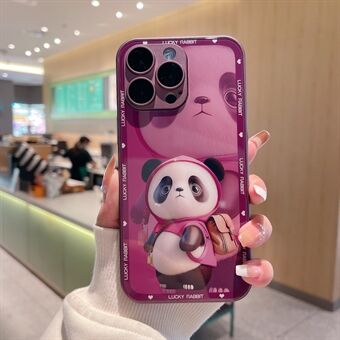 Til iPhone 13 Pro Max hårdt glas+TPU telefoncover Metal Paint Design Panda Decor Telefoncover