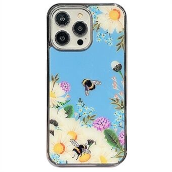 Til iPhone 13 Pro Max 6,7 tommer blomstermønster IMD-cover Electroplating Edge PC+TPU-telefoncover