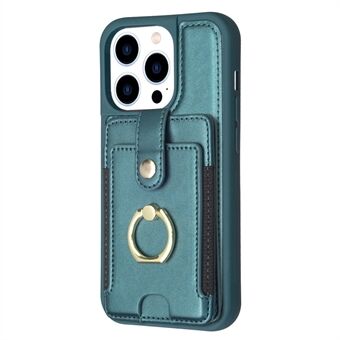 BF27 Card Slot Case til iPhone 13 Pro Max PU Lædercoated TPU Ring Kickstand Telefoncover