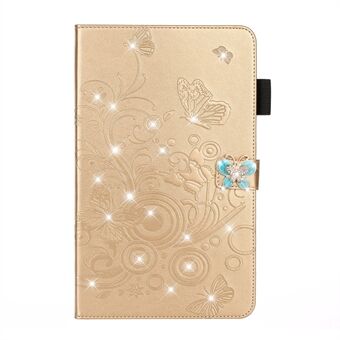 Imprint Flower Butterfly Rhinestone Wallet Stand etui til iPad 10.2 (2021)/(2020)/(2019)