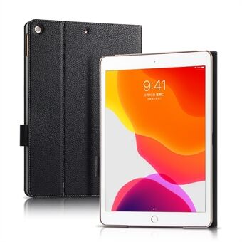 Top Layer Cowhide Læder Stand Shell Case til iPad 10.2 (2021)/(2020)/(2019)