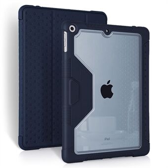 Lædertaske til iPad 10.2 (2021) / (2019) / (2020), Tri-fold Stand Pen Slot TPU + PC Transparent Tablet Cover