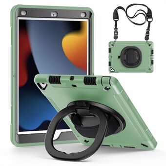 Beskyttelsesetui til iPad 10.2 (2019) / (2020) / (2021) PC+TPU Kickstand Tablet Cover med PET skærmbeskytter / skulderrem