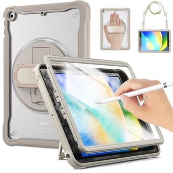 Til iPad 10.2 (2021) / (2019) / (2020) Stødsikker taske Roterende Kickstand PC+TPU Håndrem Tablet Cover med skulderrem
