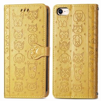 Magnetic Leather Stand Case with Imprinting Cat Dog Pattern for iPhone 7 /8 /SE (2020)/SE (2022)/6