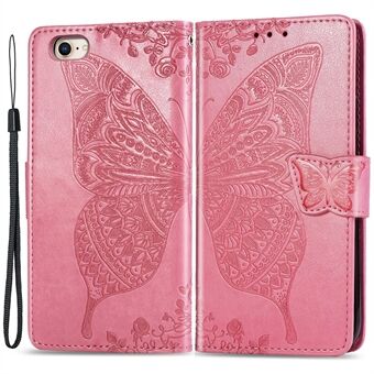 For iPhone 7 / iPhone 8 / iPhone SE 2020/2022, Imprinting Butterfly Flower PU Leather Stand Cover Wallet Phone Case