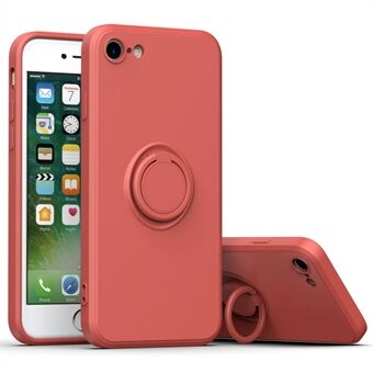 For iPhone 7 / iPhone 8 / iPhone SE 2020/2022, Phone Case Wear-resistant TPU Rubberized Shockproof Phone Shell with Ring Kickstand
