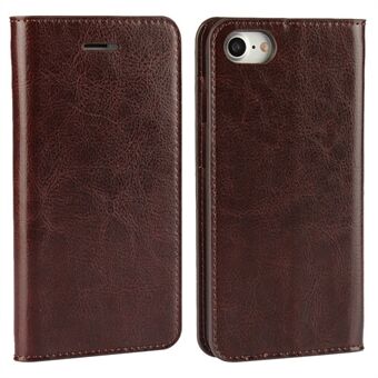 For iPhone 7 / iPhone 8 / iPhone SE 2020/2022, Oiled-edging Crazy Horse Genuine Leather Attached Hard PC Inner Case Wallet Stand Flip Phone Cover