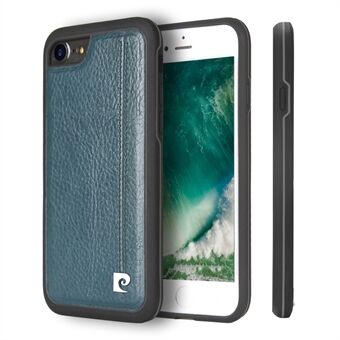 PIERRE CARDIN for iPhone SE (2020)/SE (2022)/8/7  Stitched Genuine Leather Coated TPU + PC Hybrid Shell