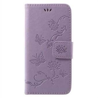 Imprint Butterfly Flower Magnetic Wallet PU Læder Stand Cover til iPhone 7/8/SE (2020)/SE (2022)