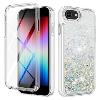 YB Quicksand Series-9 til iPhone SE (2022) / (2020) / 7 / 8  flydende glitter pailletter Fuldt cover TPU etui Telefoncover med PET-skærmbeskytter