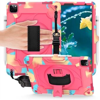 PC + Silicone Tablet Protective Case with 360° Swivel Hand Strap for iPad Air (2020)/Air (2022)/iPad Pro  (2021)(2020)(2018)