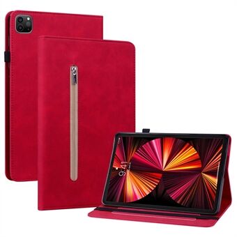 For iPad Pro  (2018)/(2020)/(2021)/iPad Air (2020)/(2022) Anti-drop Solid Color Tablet Case Covering Shell with Zipper Pocket Shockproof PU Leather Tablet Protective Cover Wallet Stand