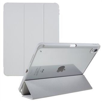 Til iPad Air (2022) / (2020) PU-læder + TPU + Akryl, gennemsigtig bagside Tablet-beskyttelsesetui Tri-fold Stand Anti-drop Cover