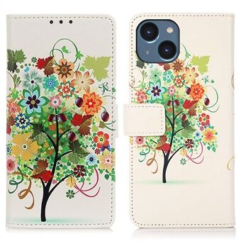 Til iPhone 14  PU læder Magnetisk lukning Stand Telefon Case Full Body Mønster Print Design Flip Wallet Cover
