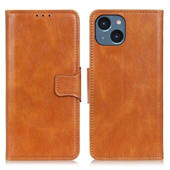 Til iPhone 14  Crazy Horse Texture Flip Wallet Case Stand Magnetisk lukning PU Læder Fuldt beskyttende Folio Telefon Cover