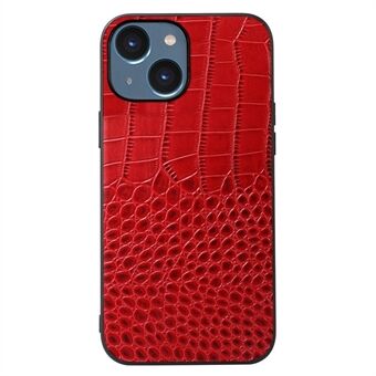 Til iPhone 14  Anti-drop Crocodile Texture telefontaske Scratch telefoncover Ægte okselæder coated PC+TPU Shell