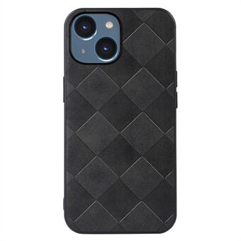 Well Protection Phone Case til iPhone 14  Grid Texture Anti-slid Shock Resistant PU Læder Coated TPU + PC Cover