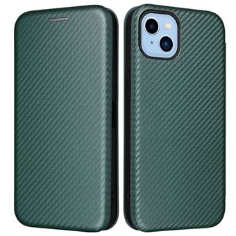 Til iPhone 14  Carbon Fiber Texture Mobiltelefon taske Magnetisk Autoabsorberet PU læder Stand Kortholder Funktion Telefon Cover