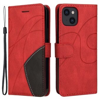 KT Leather Series-1 til iPhone 14  dobbeltfarvet splejsning PU læder Stand etui Folio Flip Wallet Cover