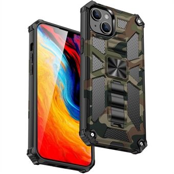 Til iPhone 14  Camouflage Kickstand telefontaske i militær kvalitet PC + TPU brøndbeskyttelse Anti-fald mobiltelefoncover