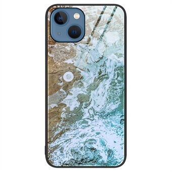 Til iPhone 14  telefoncover Drop-proof hærdet glas + pc + TPU marmormønstercover
