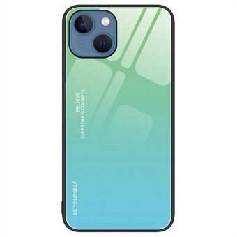 Gradient Color Design Case til iPhone 14 , hærdet glas + pc + TPU Velbeskyttet anti-slid mobiltelefon skal