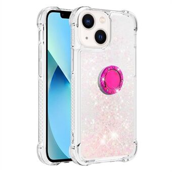 YB Quicksand Series-7 til iPhone 14  Flydende Glitter Quicksand TPU-etui Anti-drop Ring Kickstand telefoncover