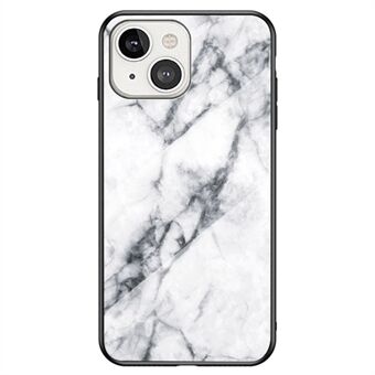 Til iPhone 14  marmormønster Stødsikkert hærdet glas + PC + TPU Hybrid Cover Bagcover