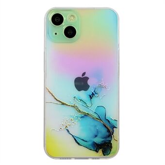 Til iPhone 14  laserprægning marmormønster Stilfuldt telefoncover Fleksibelt TPU-beskyttende etui