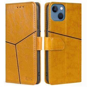 Til iPhone 14  Anti-drop PU læder telefontaske Splejsning geometrisk mønster Beskyttende mobiltelefon tegnebogscover med Stand