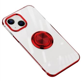 Anti-fald Blød TPU telefoncover til iPhone 14 , slidbestandig Ring Kickstand Galvanisering gennemsigtig mobiltelefon bagcover
