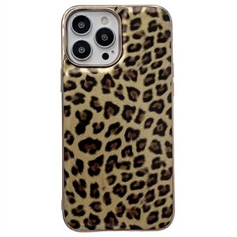 Til iPhone 14  galvanisering Anti-ridse telefoncover Leopard mønster lædercoated TPU cover