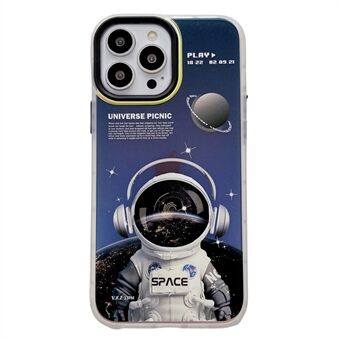 Laser Phone Case til iPhone 14 , Anti-fall Astronaut Spaceman Pattern Hard PC Mobiltelefon Bagcover