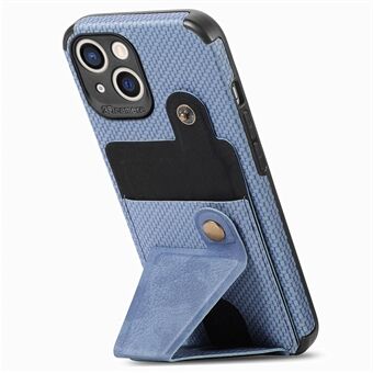 Anti-drop telefoncover til iPhone 14 , K-formet Kickstand kortholder Carbon Fiber Texture Telefoncover Indbygget metalplade