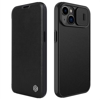 NILLKIN Qin Pro Series til iPhone 14 Fuld beskyttelsestelefoncover med glidende linsecover PU-læder telefonskalkortholder