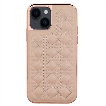 VIETAO galvaniseringstelefoncover til iPhone 14 Stødsikker etui Anti-Fall TPU+PU Læder Rattan Plaid Texture Telefonbeskytter