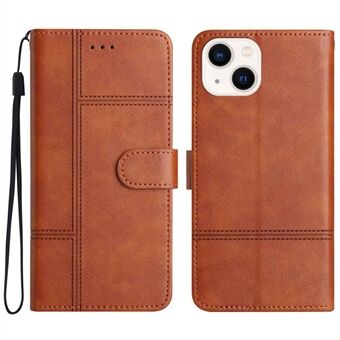 Anti-fall Flip Wallet Case til iPhone 14, Business Style Anti-ridse Kohud Tekstur PU Læder Telefon Cover Stand med rem