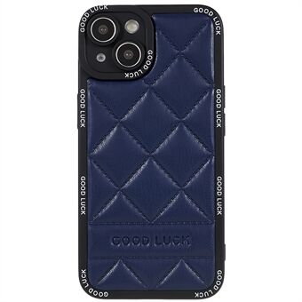 Til iPhone 14 præcise udskæringer telefonetui PU læder + pc + TPU beskyttende bagcover Rhombic Grid Texture Phone Shell