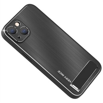 Kickstand-etui til iPhone 14, børstet overflade TPU + aluminiumslegering faldsikkert beskyttende telefoncover