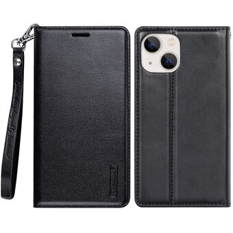 HANMAN Minor Series Wallet Phone Case til iPhone 14, PU læder + TPU foldbart Stand Magnetisk autoabsorberet cover