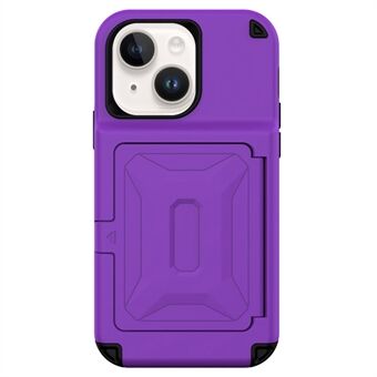 Cardcase Series Kickstand Phone Case til iPhone 14, Spejlfunktion Kortholder PC + TPU fortykket Hybrid Cover